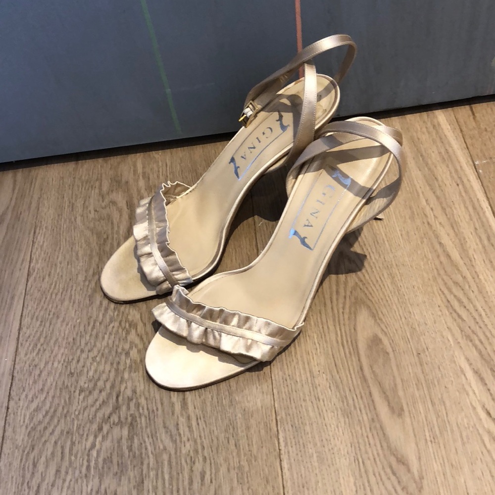 Gina Satin cream sandal heels